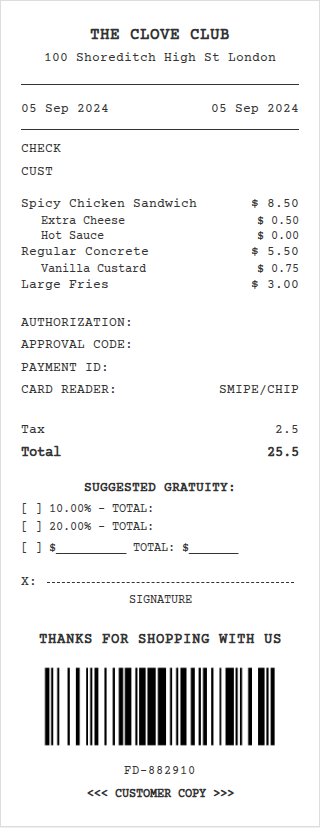 Food Receipt