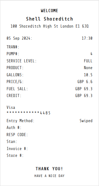 Fuel Receipt