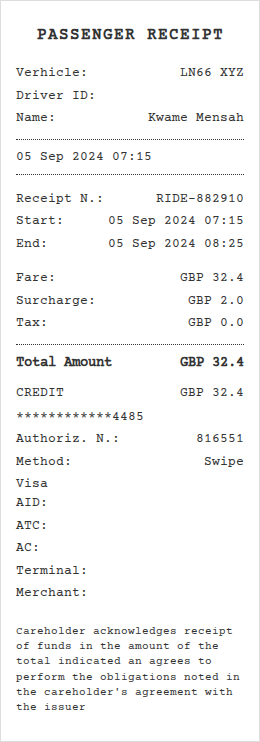 Taxi Receipt