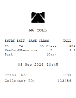 Toll Receipt